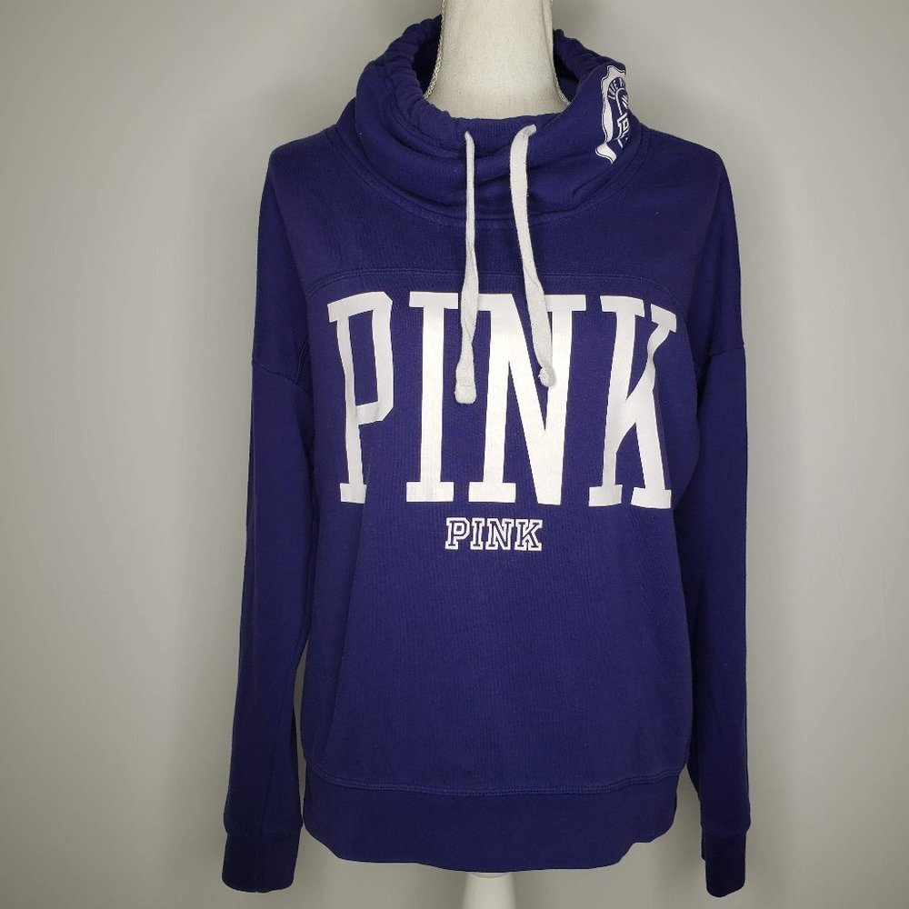 Pink Cowl Neck Pullover Hoodie Sweater S/P